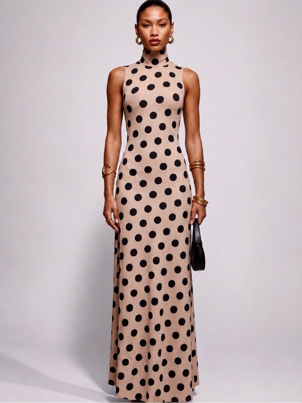 Revolve AFRM Pink Polka Dot Mesh Ruched Bodycon Maxi Dress Size M